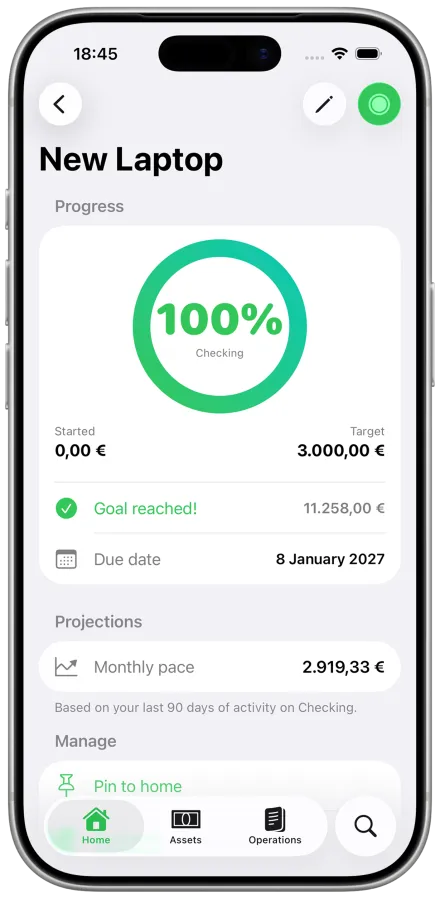 Goal tracking screen in ByJo
